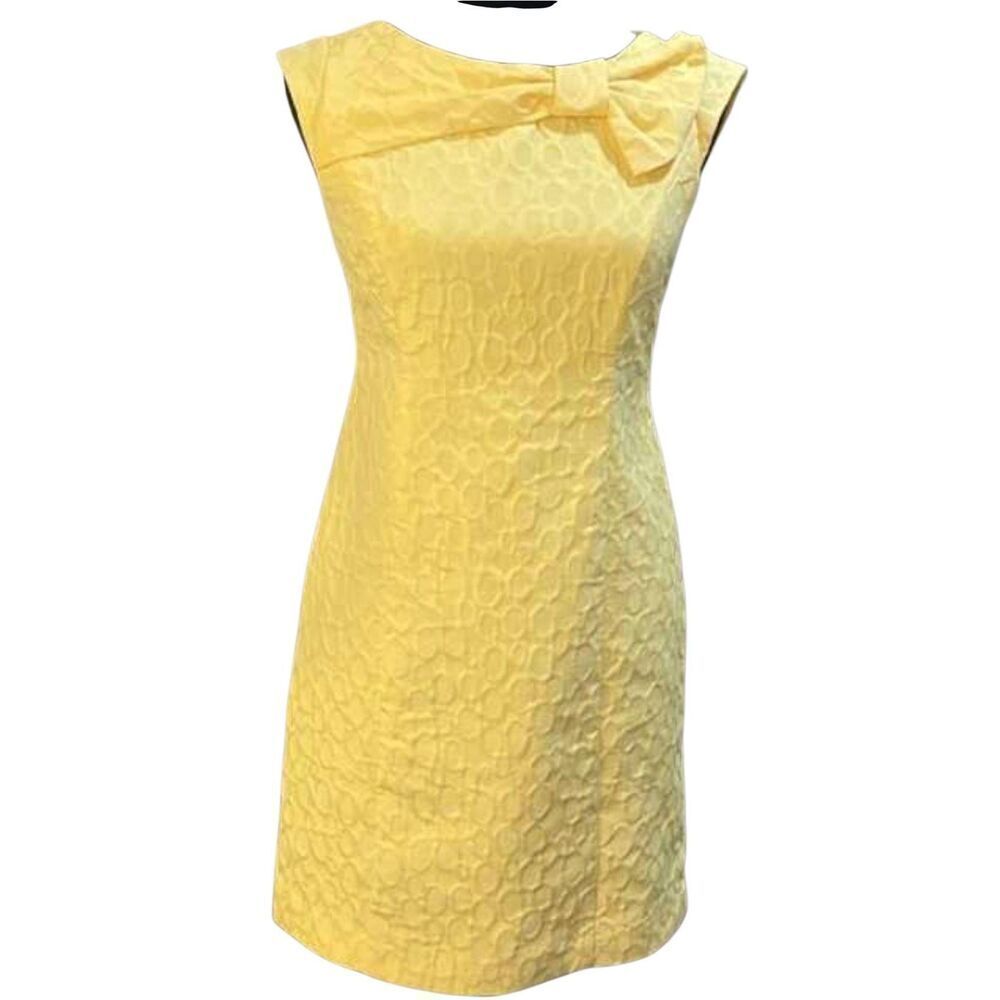 Dressbarn Women's Yellow Polyester / Spandex Lined Jacquard Dress